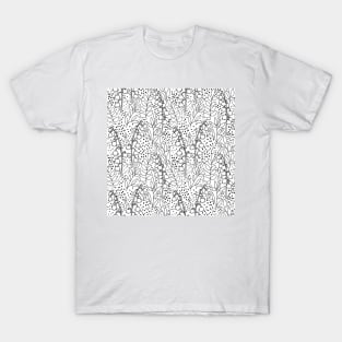 Lily of The Valley Pattern - Black and White T-Shirt